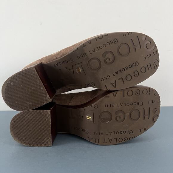 Chocolat Blu Veera Suede Taupe Brown Chunky Heel Platform Booties - Picture 9 of 10